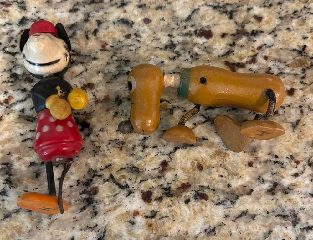 Vintage 1930s Disney Fun-E-Flex Minnie & Pluto Missing Parts